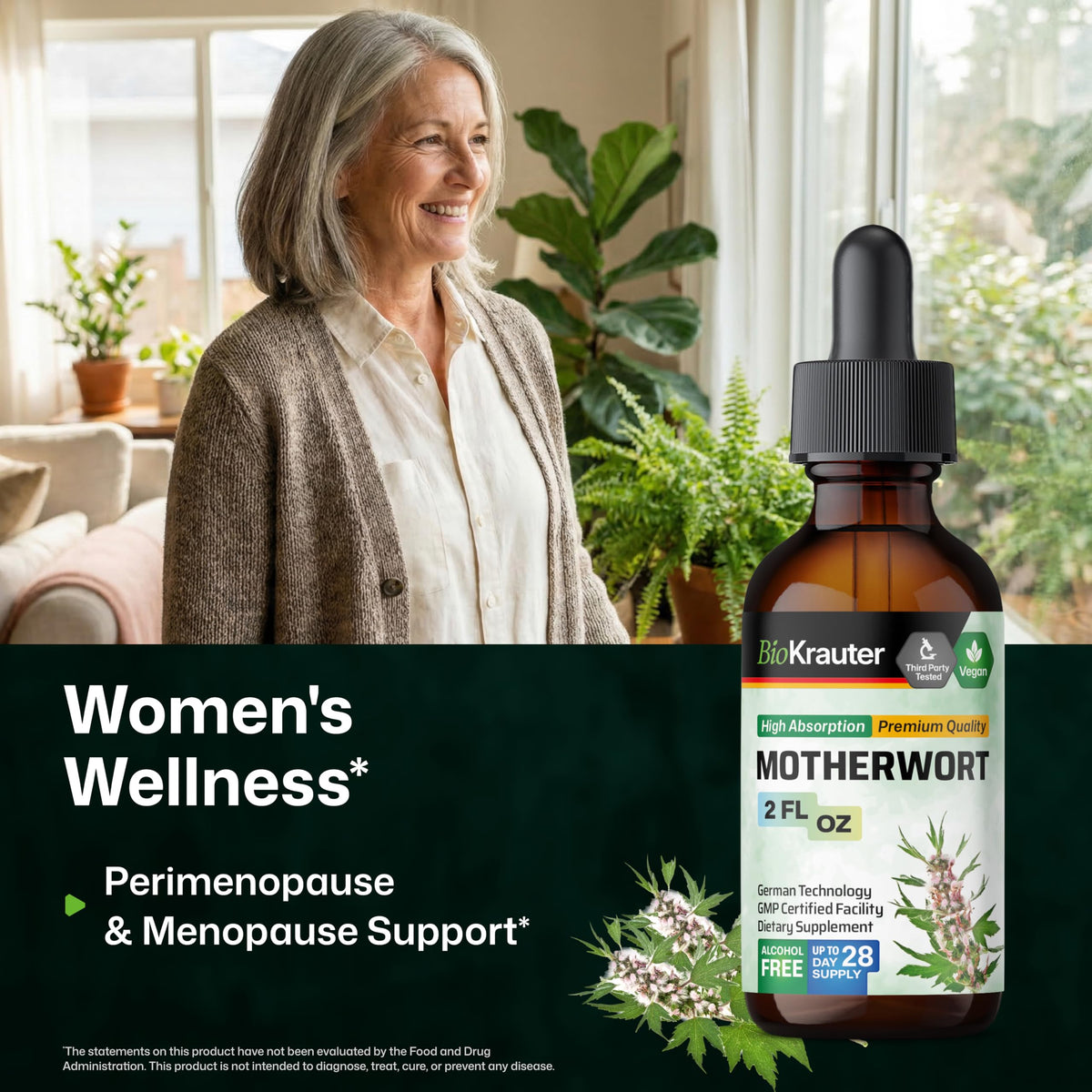 BIO KRAUTER Perimenopause & Menopause Supplements side view with label