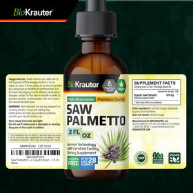 BIO KRAUTER Saw Palmetto Tincture with herbal background