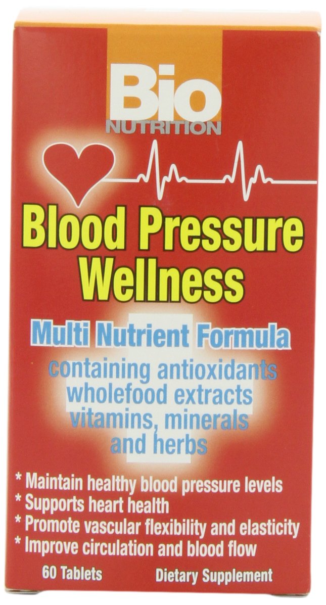 Bio Nutrition Blood Pressure Wellness Tabs bottle with serving suggestion