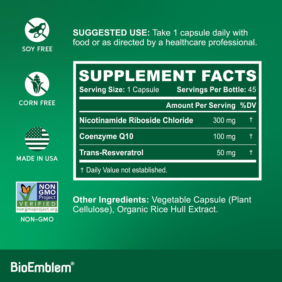 BioEmblem NAD+ 300mg side view with label