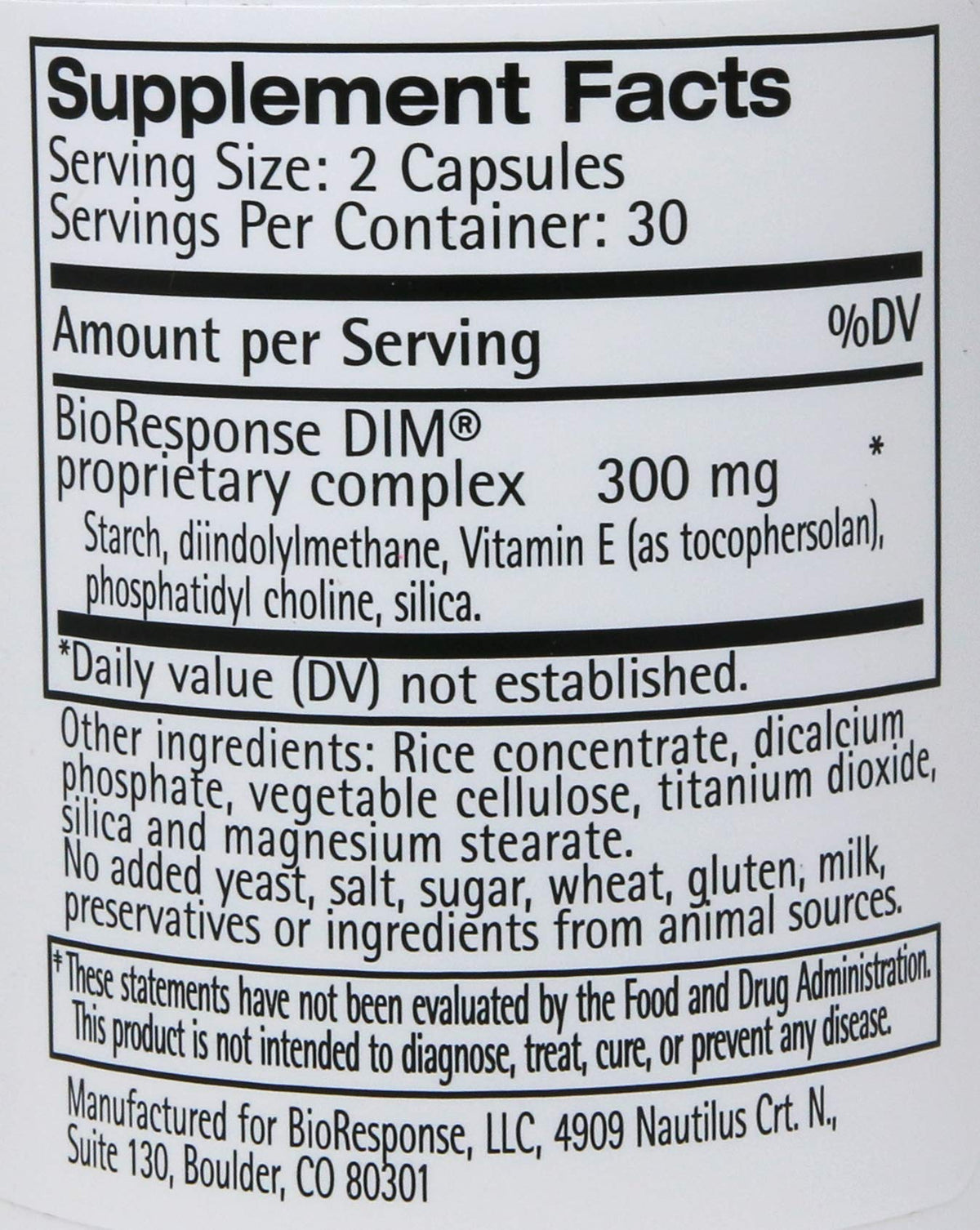 Bioresponse DIM 150 60 Capsules side view