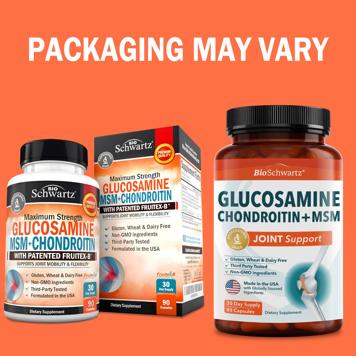 BioSchwartz Glucosamine Chondroitin MSM Supplement bottle side view