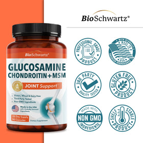 BioSchwartz Glucosamine Chondroitin MSM Supplement with a measuring spoon