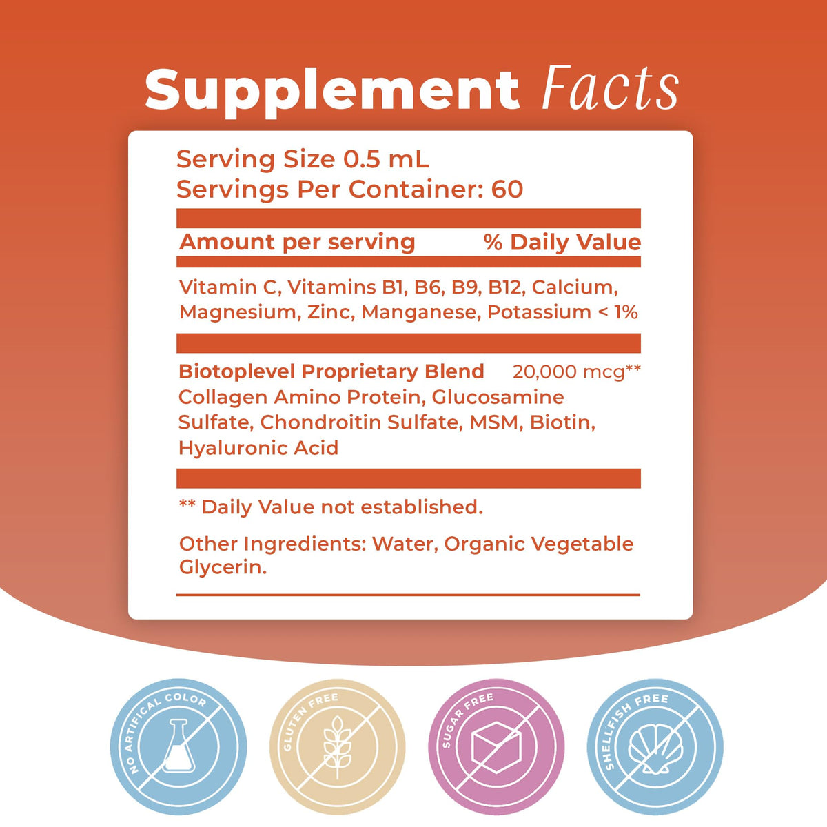 BIOTOPLEVEL Liquid Glucosamine bottle with measuring cap