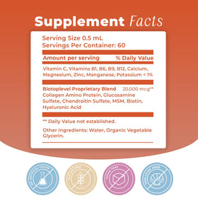 BIOTOPLEVEL Liquid Glucosamine bottle with measuring cap