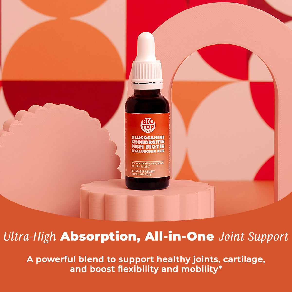 BIOTOPLEVEL Liquid Glucosamine side view with label