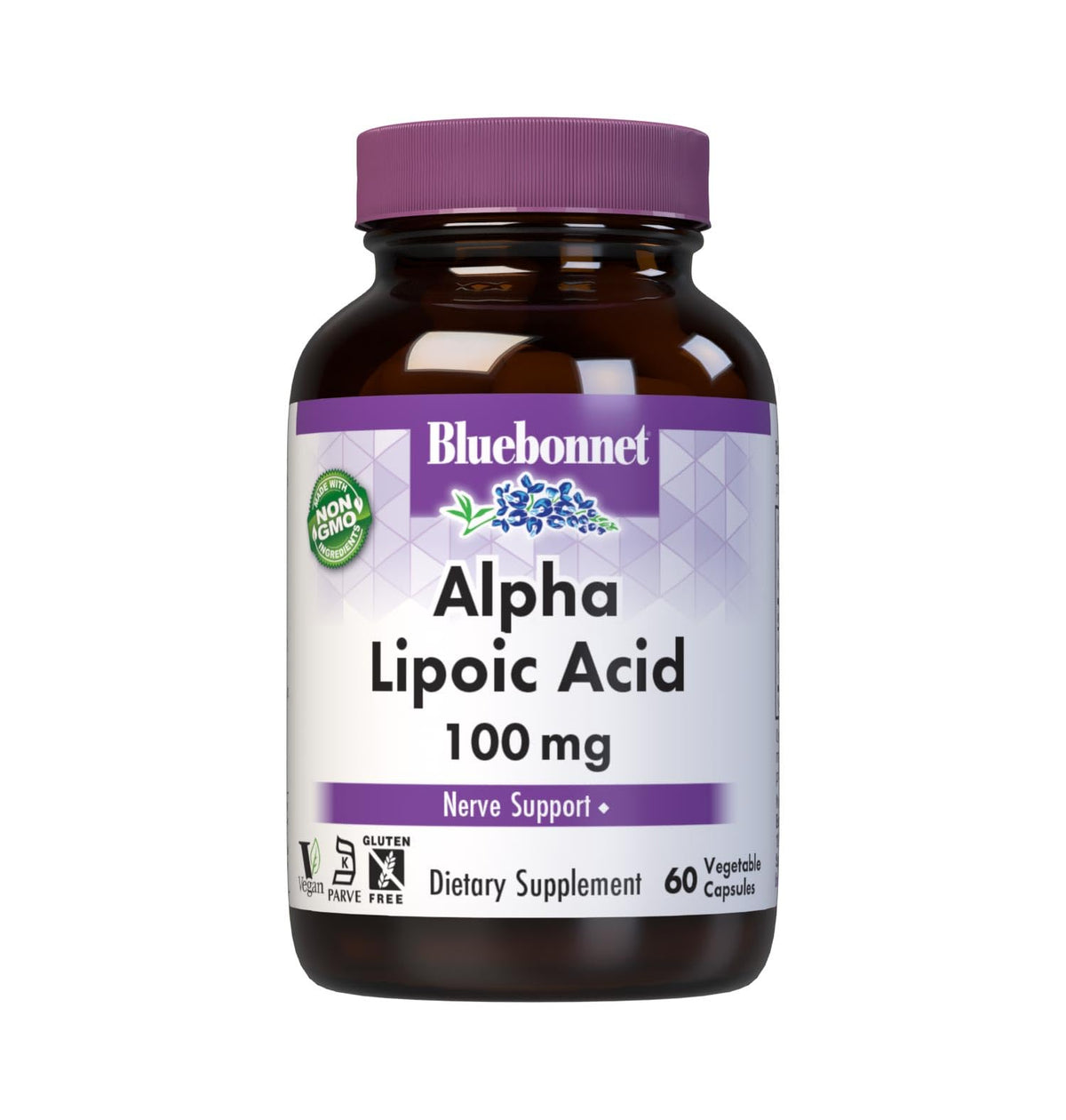 BlueBonnet Alpha Lipoic Acid 100 mg vegetable capsules front view