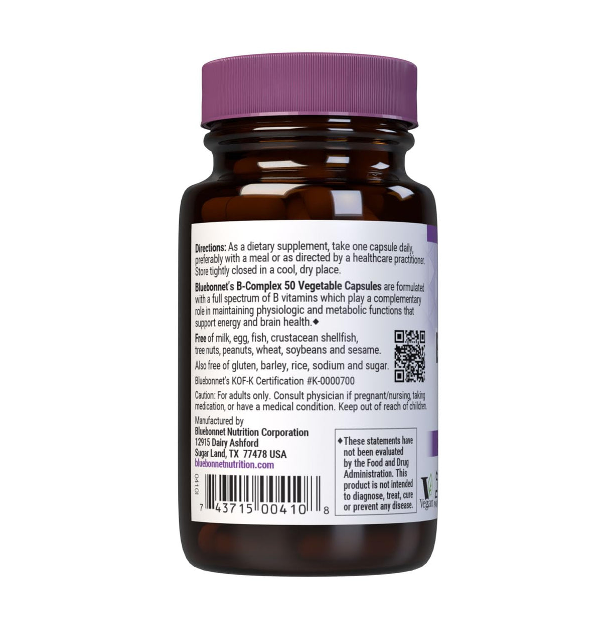 Bluebonnet B Complex 50 Vegetable Capsules packaging