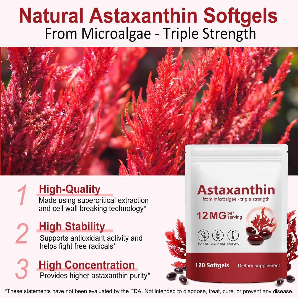 BOIUOITI Astaxanthin Softgels with a glass of water