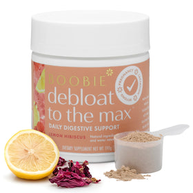 Boobie Brands Debloat to the Max powder front view in packaging