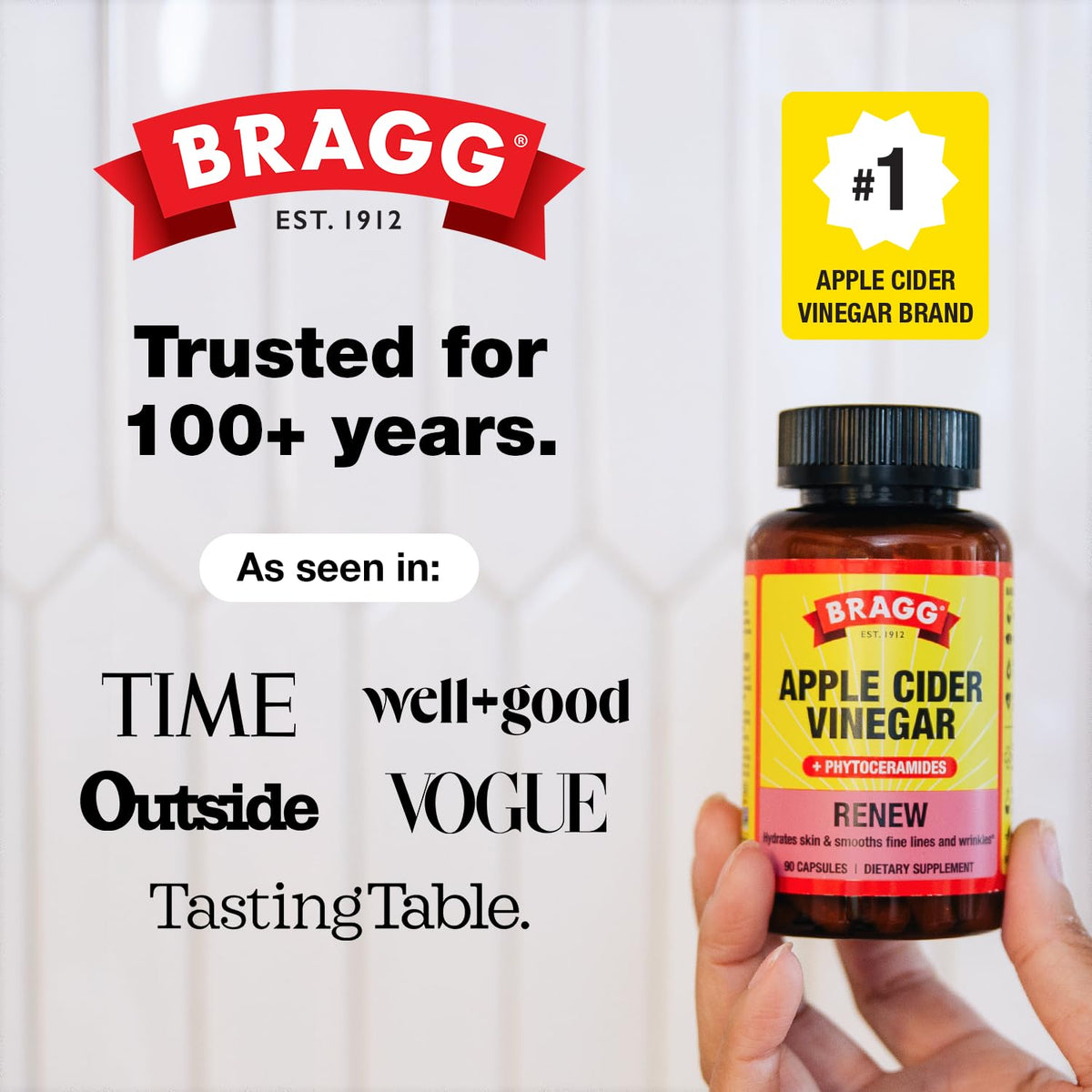 Bragg Renew Apple Cider Vinegar Capsules in a lifestyle setting