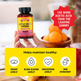 Bragg Renew Apple Cider Vinegar Capsules side view showing label details