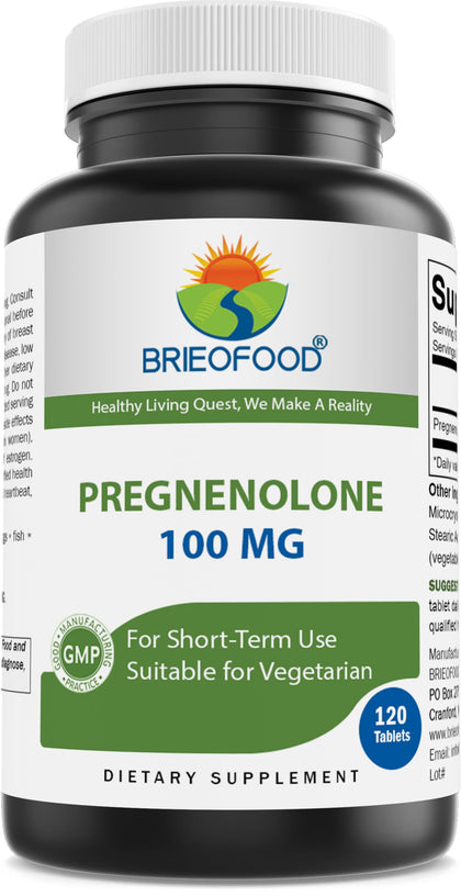 Brieofood Pregnenolone 100 mg 120 Tablets front view