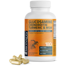 Bronson Glucosamine Chondroitin Turmeric & MSM 180 capsules front view