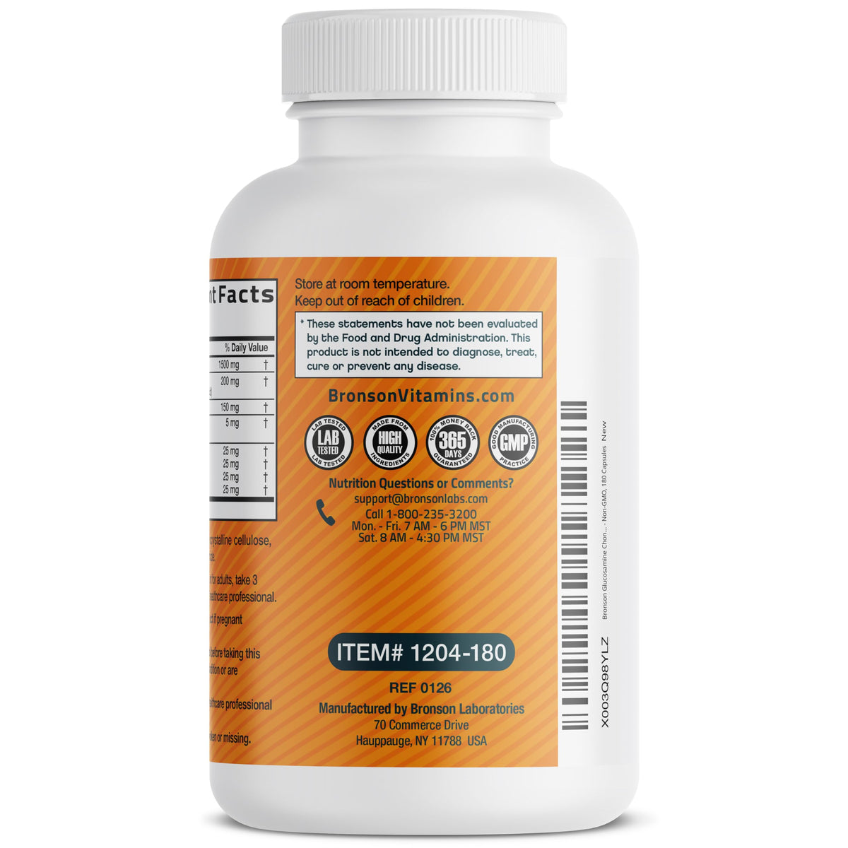 Bronson Glucosamine Chondroitin Turmeric & MSM capsules with a plant background