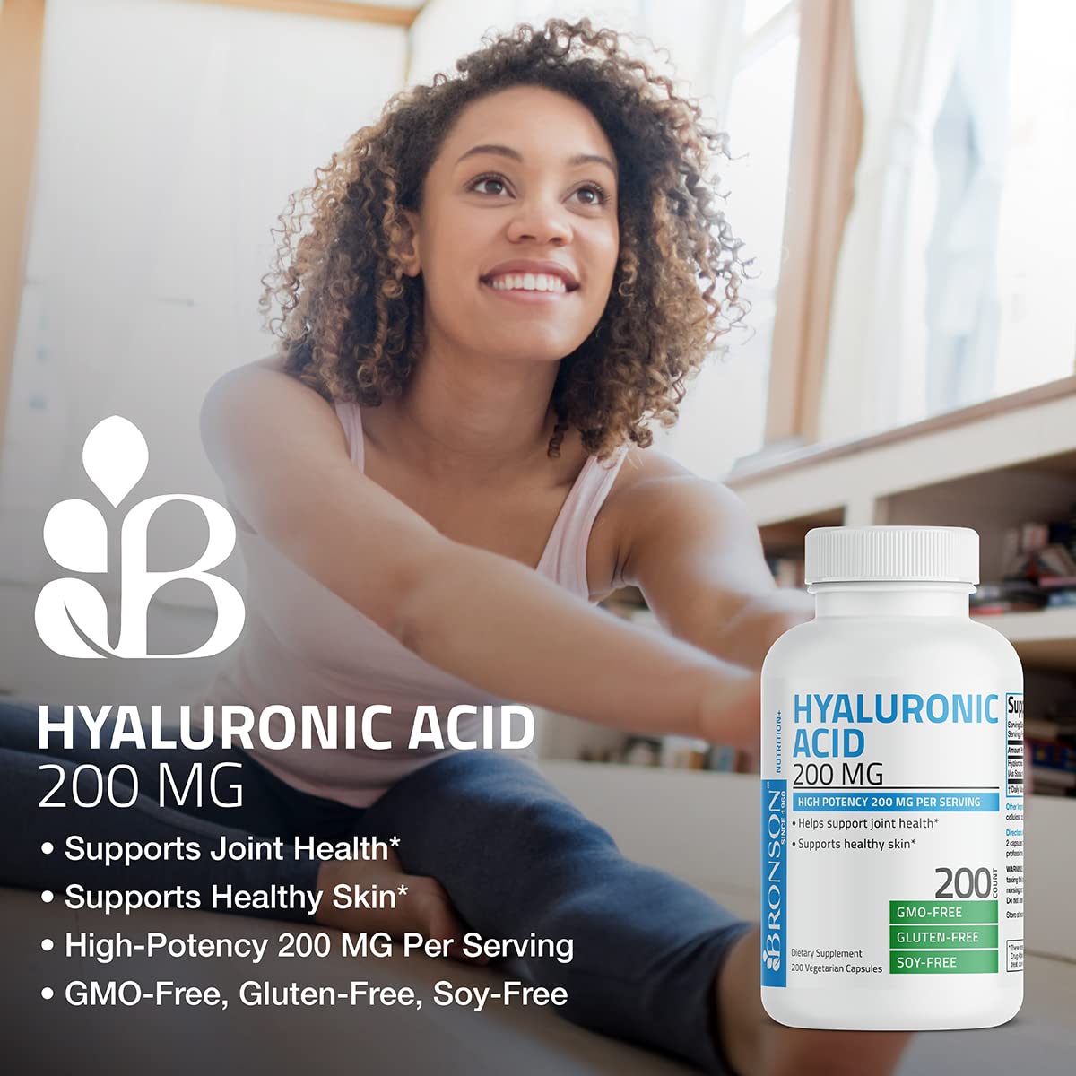 Bronson Hyaluronic Acid 200 mg bottle with label