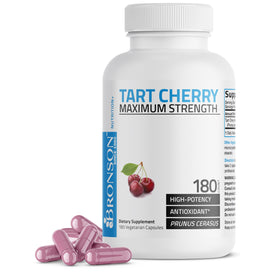 Bronson Tart Cherry Maximum Strength 180 vegetarian capsules front view