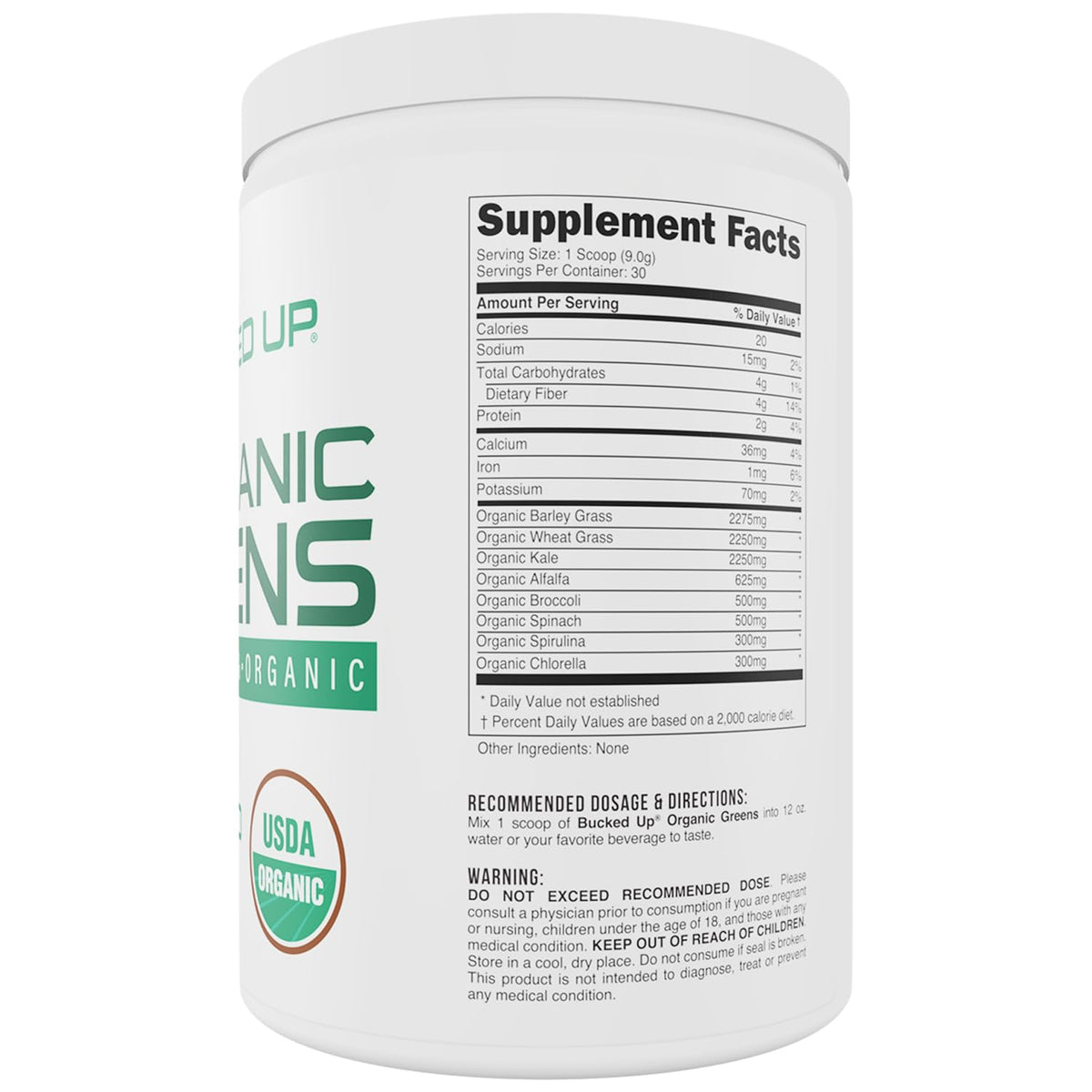 Bucked Up Greens Superfood Powder Unflavored 327g side view