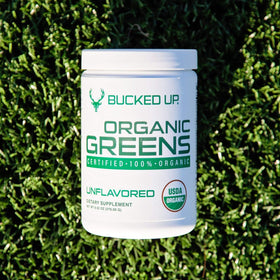 Bucked Up Greens Superfood Powder Unflavored 327g with scoop