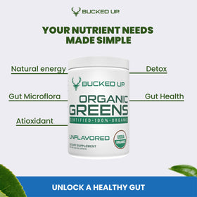 Bucked Up Greens Superfood Powder Unflavored mixed in a smoothie