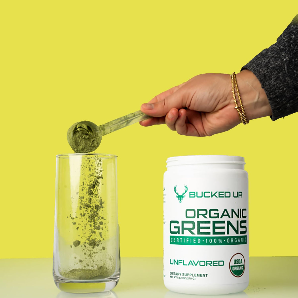 Bucked Up Greens Superfood Powder Unflavored packaging details