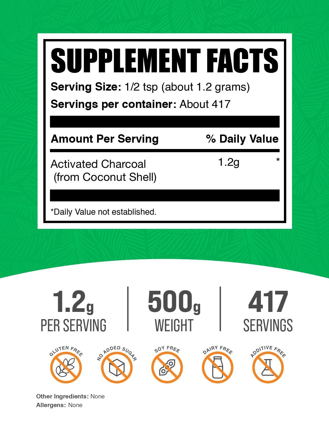 BulkSupplements Activated Charcoal Powder packaging side view