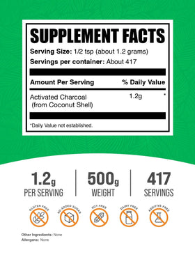 BulkSupplements Activated Charcoal Powder packaging side view