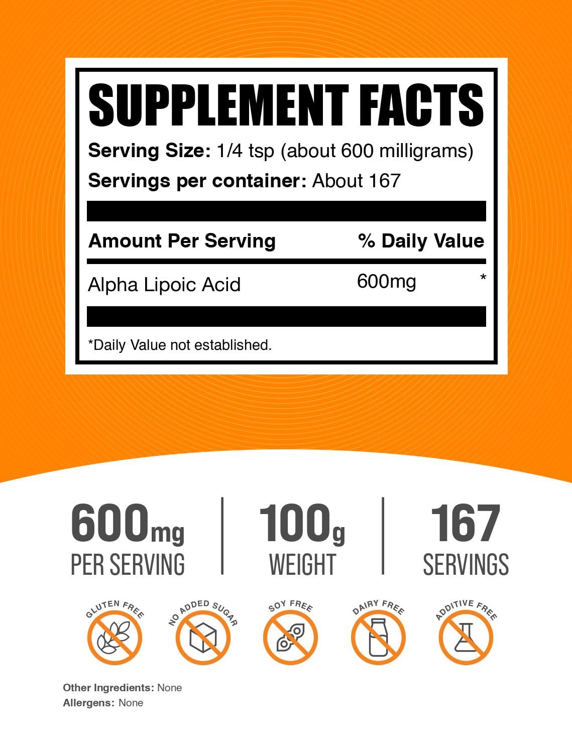 BulkSupplements Alpha Lipoic Acid Powder 100g packaging