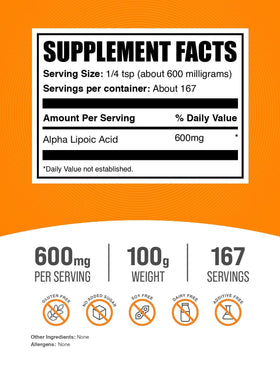 BulkSupplements Alpha Lipoic Acid Powder 100g packaging