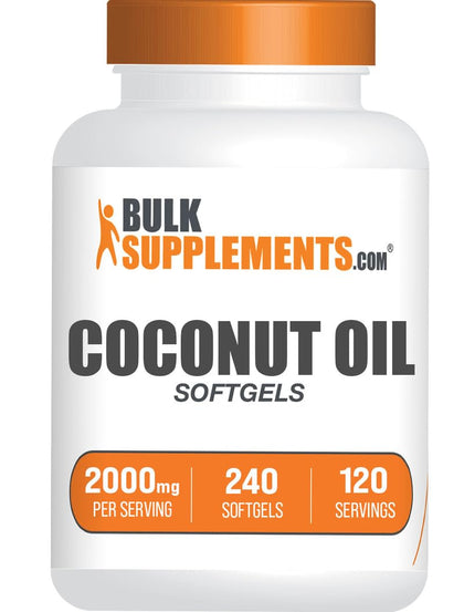 BulkSupplements Coconut Oil Softgels 2000mg front view