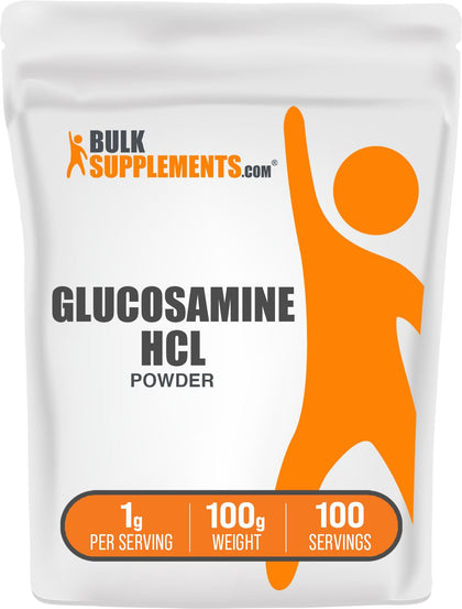 BulkSupplements Glucosamine HCl Powder 100g front view