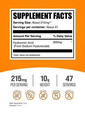 BulkSupplements Hyaluronic Acid Powder scoop with powder