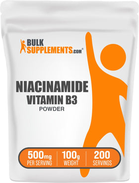 BulkSupplements Niacinamide Powder 500mg front view packaging