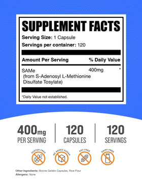 BulkSupplements S-Adenosyl-L-Methionine 400mg capsules side view