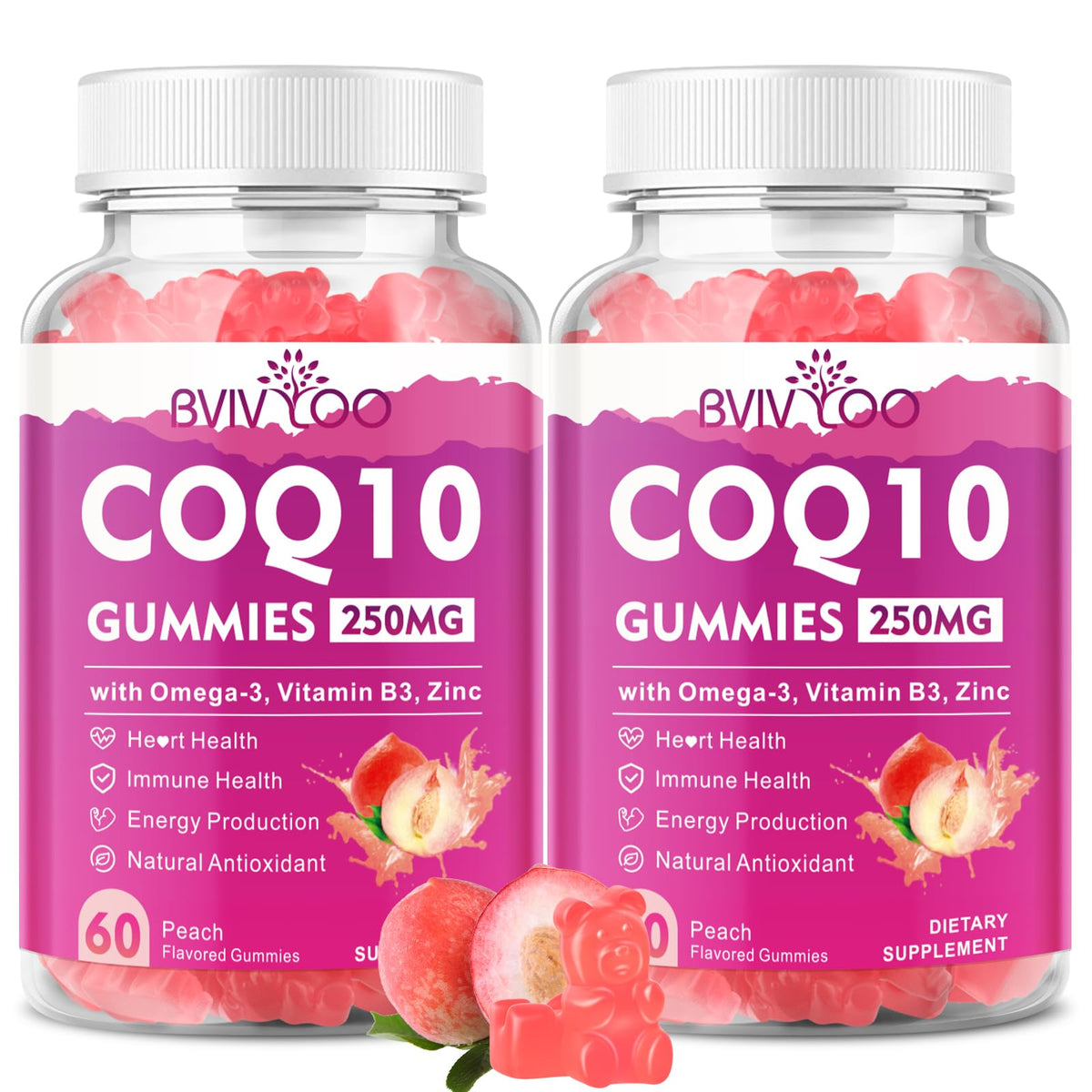 BVIVLOO CoQ10 Gummies 250mg front view with packaging