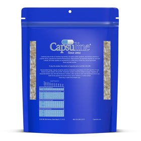 Capsuline Size 00 clear empty gelatin capsules back view