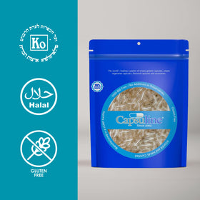 Capsuline Size 00 clear empty gelatin capsules in hand