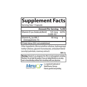 Carlson Super D3 + K2 125 mcg 45 Vegetarian Capsules on a wooden table