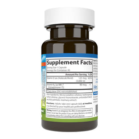 Carlson Super D3 + K2 125 mcg 45 Vegetarian Capsules side view