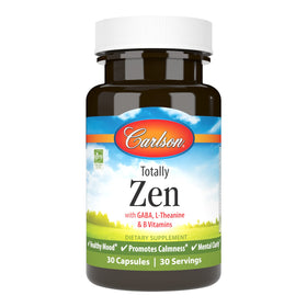 Carlson Totally Zen GABA L-Theanine 30 Capsules front view