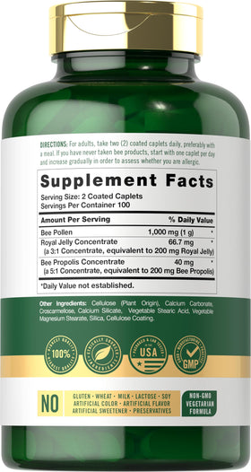Carlyle Bee Pollen Supplement 1000mg side view