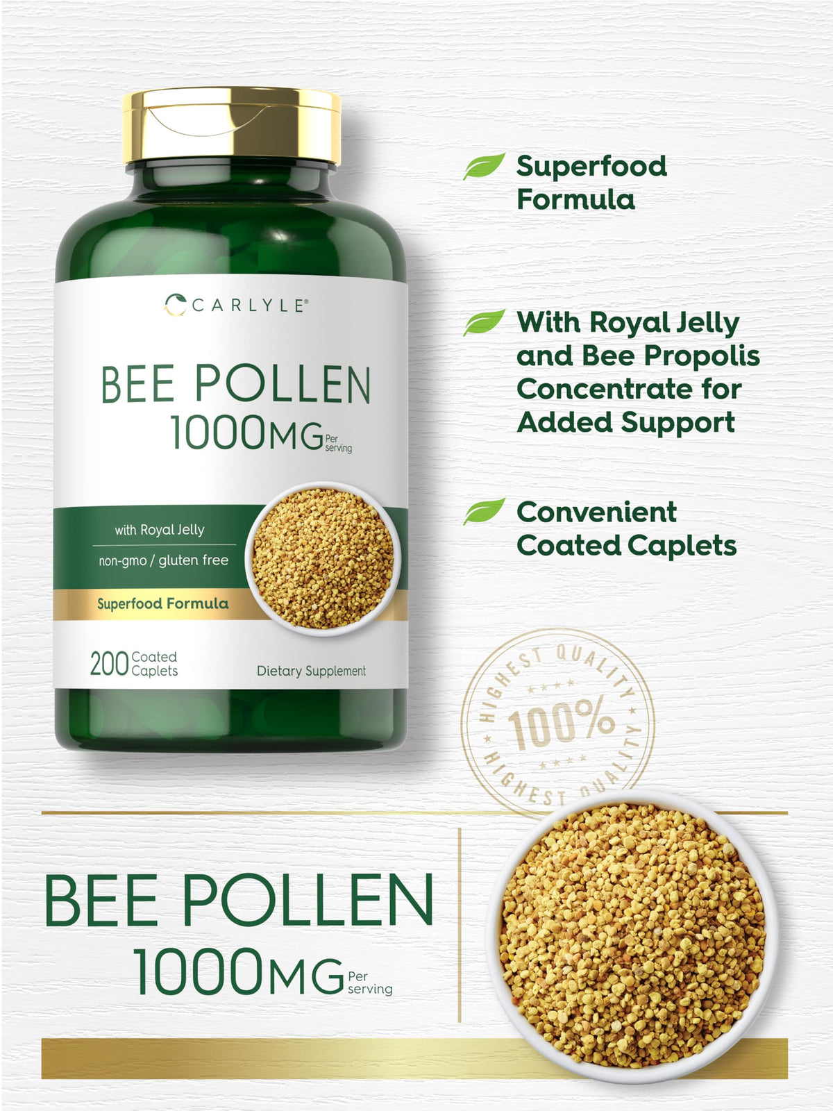 Carlyle Bee Pollen Supplement packaging