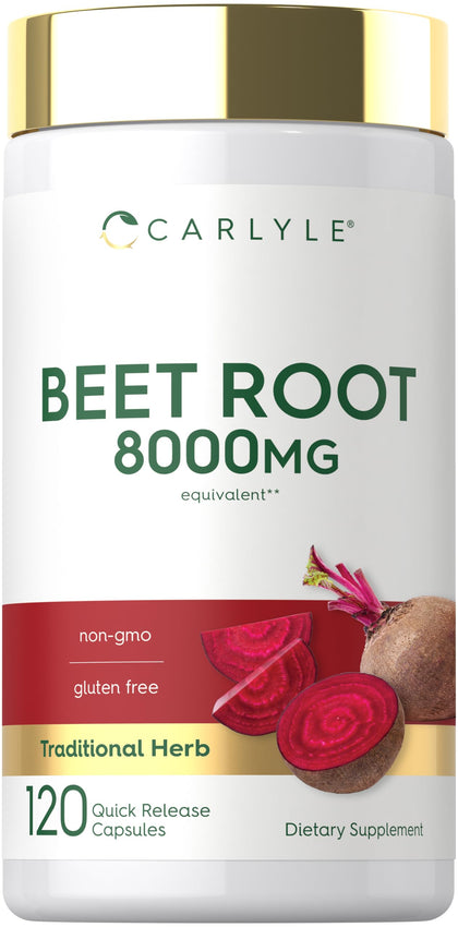 Carlyle Beet Root Capsules bottle front view with 120 capsules