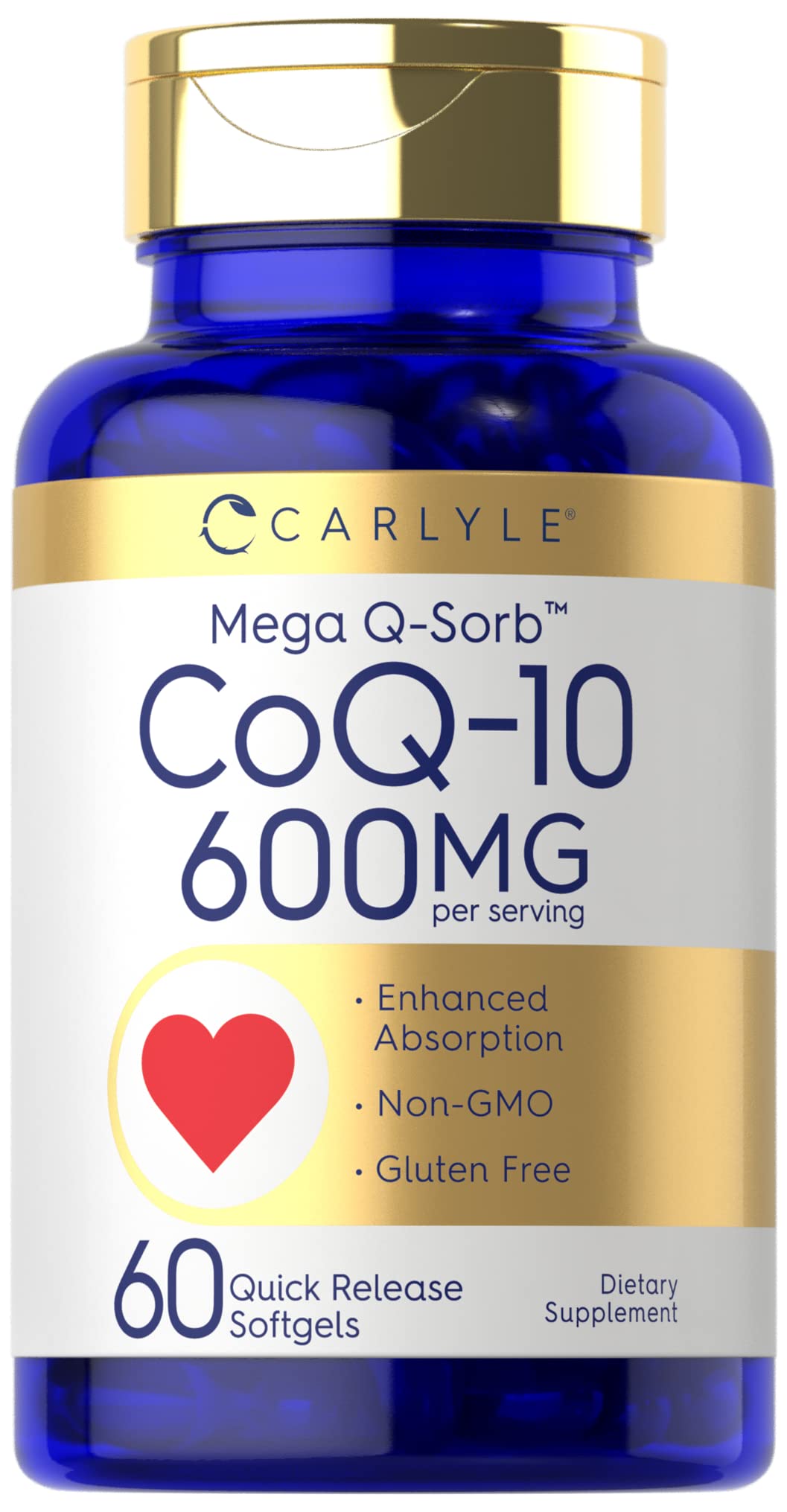Carlyle CoQ10 600 mg Softgels front view with packaging