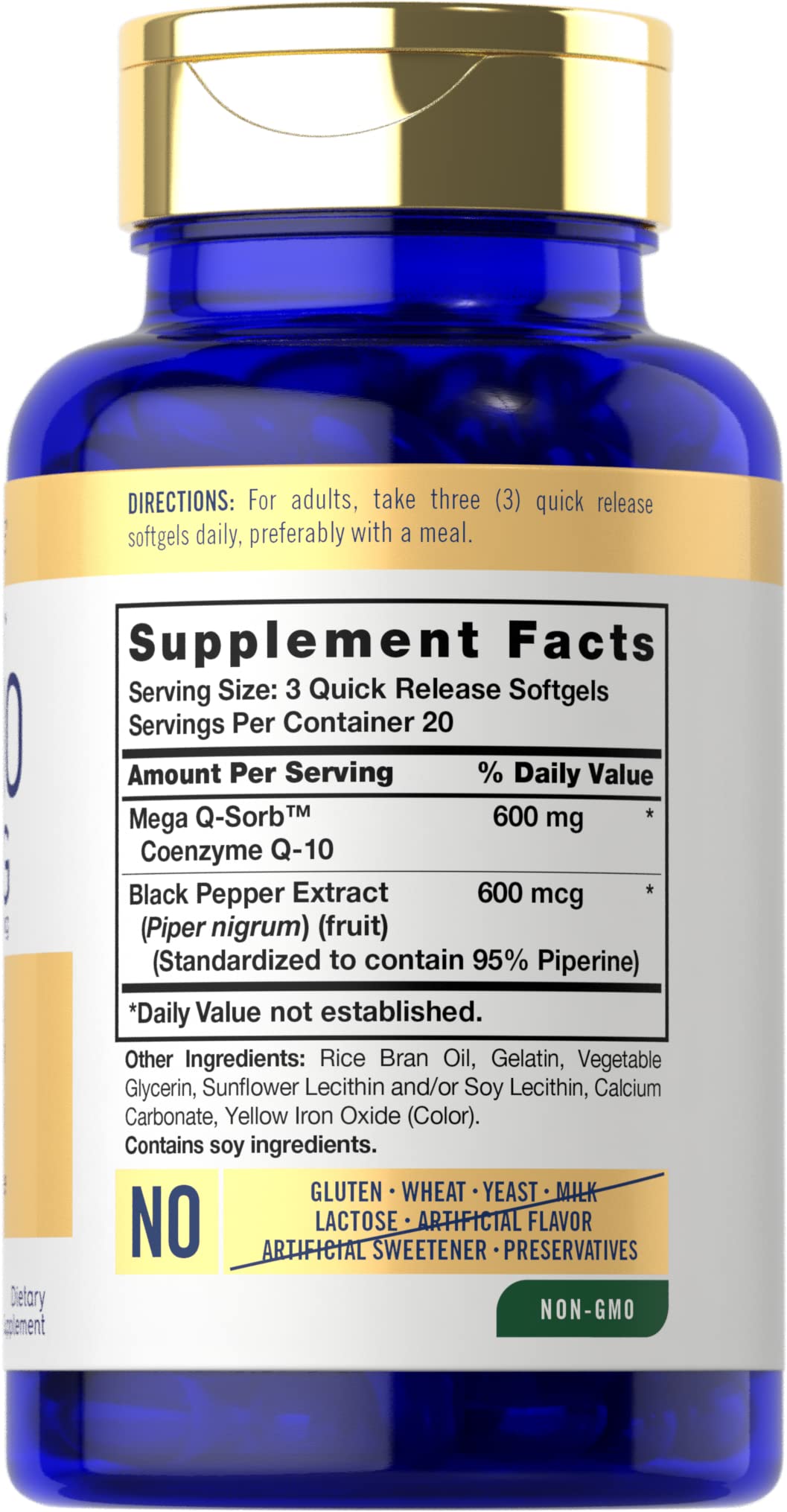 Carlyle CoQ10 600 mg Softgels side view showing softgel