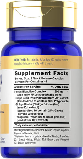 Carlyle Fisetin Complex Supplement side view showing capsules