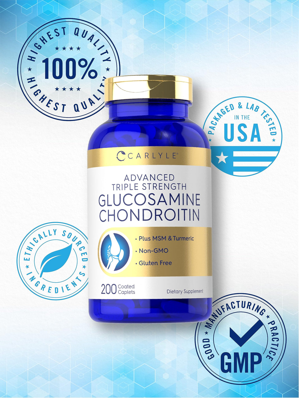 Carlyle Glucosamine Chondroitin MSM Turmeric ingredients list