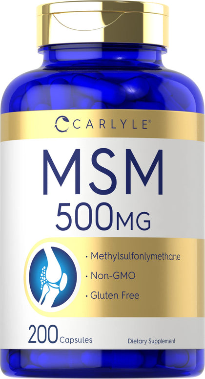 Carlyle MSM Supplement Capsules 500mg front view of bottle