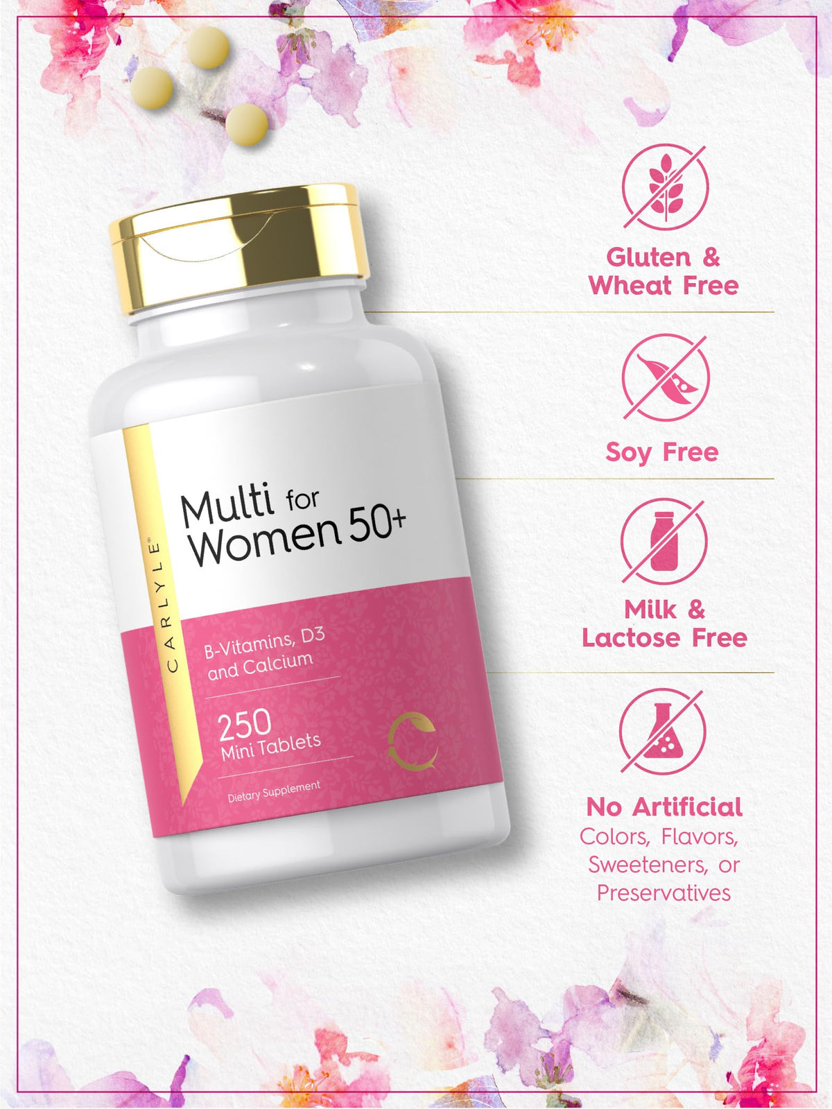 Carlyle Multivitamin for Women 50+ nutrition facts label