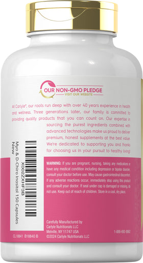 Carlyle Myo-Inositol & D-Chiro Inositol Supplement capsules in bottle